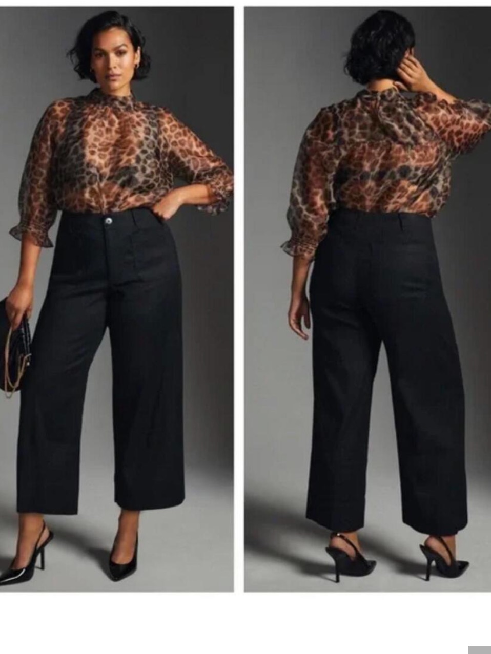 Maeve The Colette Linen Cropped Wide Leg Pant 34 Ankle Flare Black Anthropologie